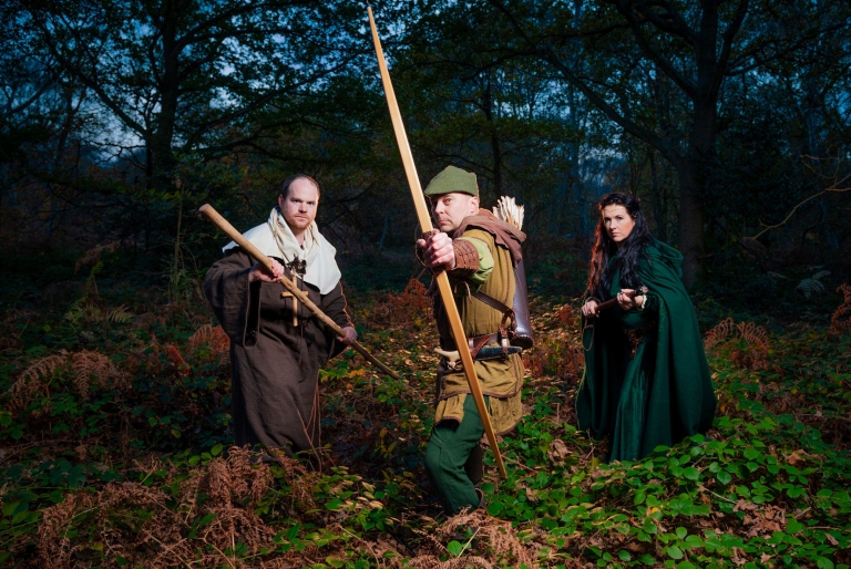 Friar Tuck, Robin Hood, Maid Marian in Sherwood Forest