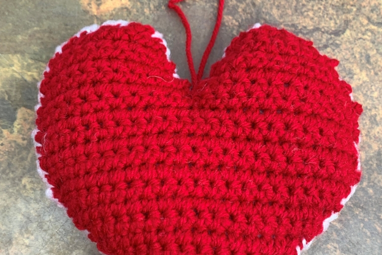 Crocheted red heart